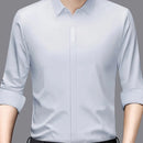 [Leve 4, Pague Só 2] Camisa Social Tecnológica Makatto em Seda Aveludada, Poliéster e Elastano + Relógio, Cinto e Carteira de Brinde