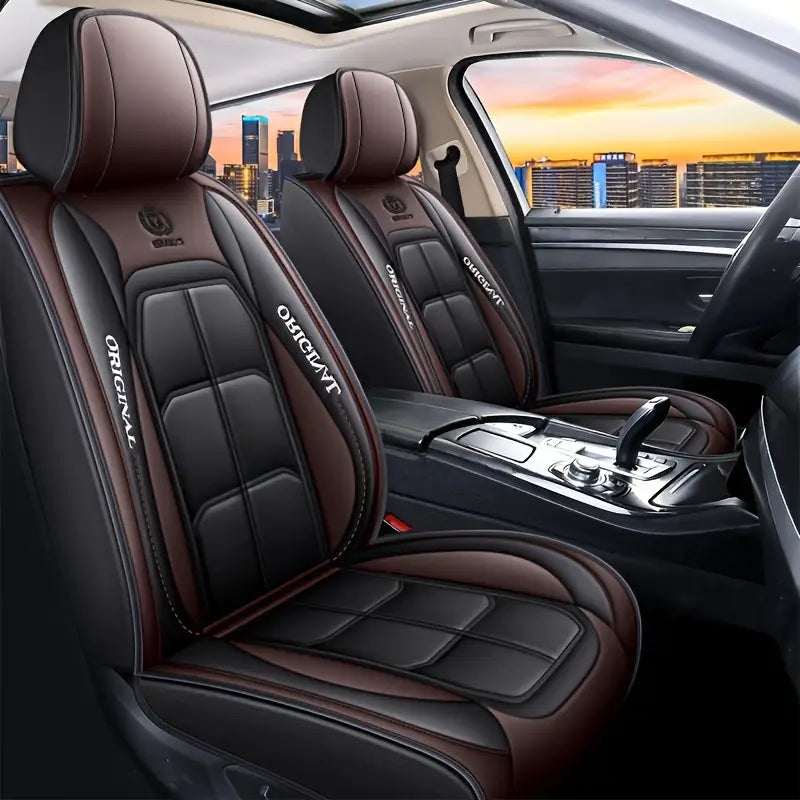 [Modelo Universal!] Kit Completo de Capa Para Banco de Carro Elegance Drive em Couro Premium + BRINDE: Kit Tapetes Automotivos