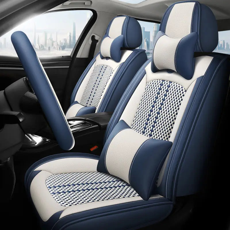 [Design Universal] Kit Capa Para Banco de Carro Autoluxe em Couro Legítimo com AirBag + Brindes: Tapetes Automotivos e Capa de Volante
