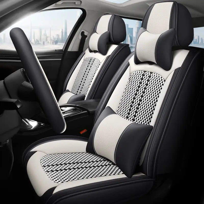 [Design Universal] Kit Capa Para Banco de Carro Autoluxe em Couro Legítimo com AirBag + Brindes: Tapetes Automotivos e Capa de Volante