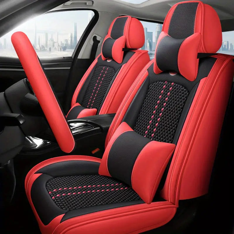 [Design Universal] Kit Capa Para Banco de Carro Autoluxe em Couro Legítimo com AirBag + Brindes: Tapetes Automotivos e Capa de Volante