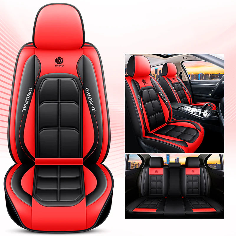 [Design Universal] Kit Capa Para Banco de Carro EliteComfort em Couro Legítimo + Brindes: Tapetes Automotivos e Capa de Volante