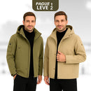 [Leve 2, Pague Só 1] Kit com 2 Jaquetas Masculinas Lenon com Forro Térmico e Tecido de Poliéster, Algodão e Seda Gelada + BRINDES: Cinto, Carteira e Relógio