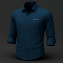 [Leve 5, Pague Só 3] Camisa Social Rienzo Masculina de Manga Longa em Lã de Seda Mulberry, Poliéster e Viscose + Cinto, Carteira e Relógio GRÁTIS