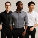 [Leve 5, Pague Só 3] Camisa Social Marquessio Masculina de Manga Longa em Seda Mulberry, Tencel e Poliéster + Relógio, Carteira e Cinto Grátis