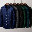 [Leve 5, Pague Só 3] Camisa Social Acetinada de Manga Longa Casual Luzian em 83% Algodão Peruano, 11% Seda Gelo e 6% Elastano + Brindes: Cinto, Relógio e Carteira