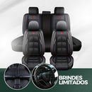 [Design Universal] Kit Capa Para Banco de Carro EliteComfort em Couro Legítimo + Brindes: Tapetes Automotivos e Capa de Volante