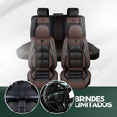 [Design Universal] Kit Capa Para Banco de Carro EliteComfort em Couro Legítimo + Brindes: Tapetes Automotivos e Capa de Volante