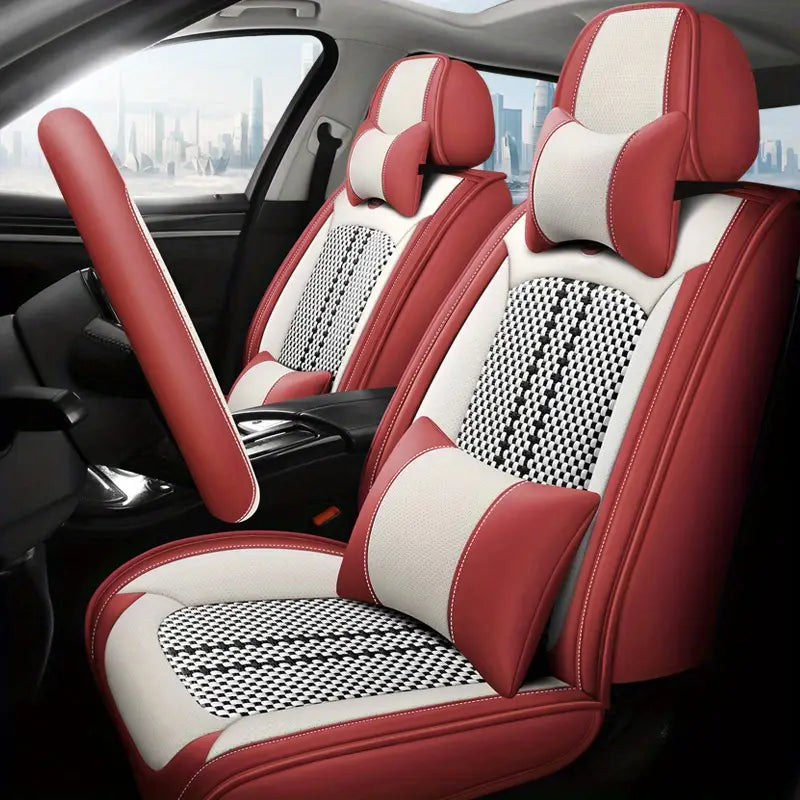 [Design Universal] Kit Capa Para Banco de Carro Autoluxe em Couro Legítimo com AirBag + Brindes: Tapetes Automotivos e Capa de Volante