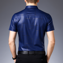 [Leve 5, Pague Só 3] Camisa Social de Manga Curta Zathier Masculina em Seda Natural, Poliéster e Rayon