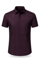 [Leve 5, Pague Só 3] Camisa Social de Manga Curta Zathier Masculina em Seda Natural, Poliéster e Rayon