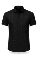 [Leve 5, Pague Só 3] Camisa Social de Manga Curta Zathier Masculina em Seda Natural, Poliéster e Rayon