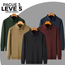 [Leve 5, Pague Só 3] Camisa Polo Vernassi Masculina Manga Longa em Lã de Seda Mulberry, Modal e Viscose + Porta-Cartão, Caneta Executiva e Relógio de Couro Grátis