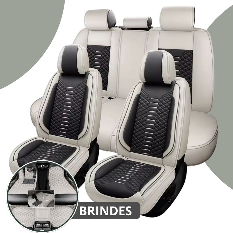 [Modelo Universal!] Kit Completo de Capa Para Banco de Carro Venezian em Couro Premium + BRINDE: Kit Tapetes Automotivos