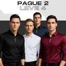 [Leve 4, Pague Só 2] Camisa Social Tecnológica Makatto em Seda Aveludada, Poliéster e Elastano + Relógio, Cinto e Carteira de Brinde