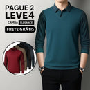 [Leve 4, Pague Só 2] Camisa Polo Elegance Masculina de Algodão Aveludado e Poliéster + Relógio, Cinto e Carteira Grátis