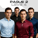 [Leve 4, Pague Só 2] Camisa Social Tecnológica Makatto em Seda Aveludada, Poliéster e Elastano + Relógio, Cinto e Carteira de Brinde