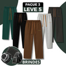 [Leve 5, Pague Só 3] Kit com 5 Calças Masculinas Gestout com Regulação Térmica em Poliéster e Lã + Brindes: Cinto, Carteira e Relógio