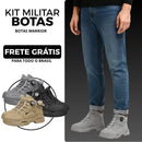 Kit Bota Militar Warrior Masculina de Couro Legitimo + 3 BRINDES: Cinto, Relógio e Carteira