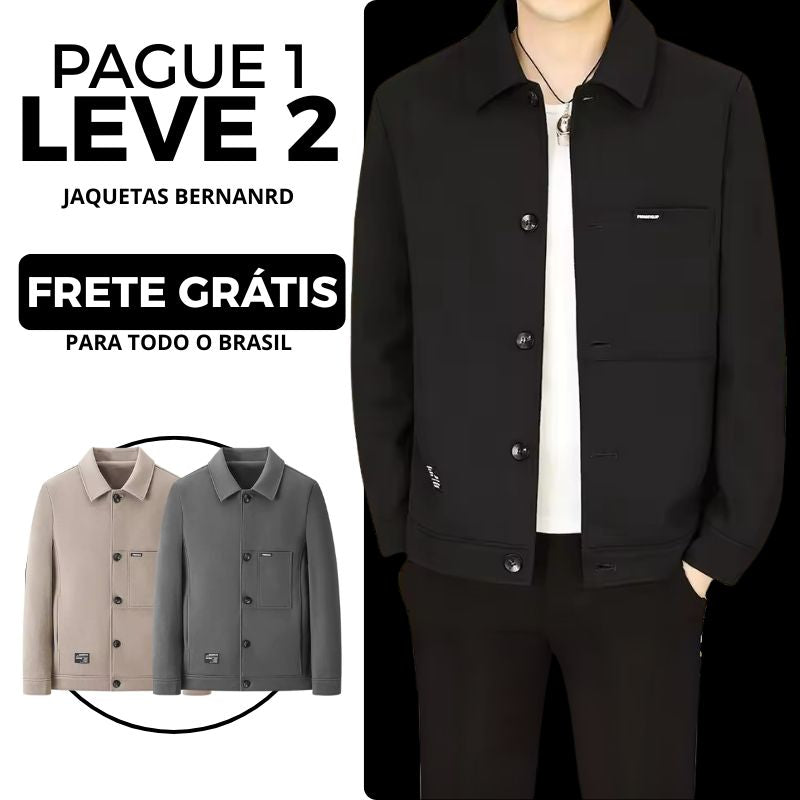 [PAGUE 1 LEVE 2] Jaqueta Masculina Bernard em Tecido Premium Com Tecnologia Térmica + 3 BRINDES: Cinto, Carteira e Relógio