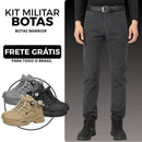 Kit Bota Militar Warrior Masculina de Couro Legitimo + 3 BRINDES: Cinto, Relógio e Carteira