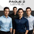 [Leve 4, Pague Só 2] Camisa Social Tecnológica Makatto em Seda Aveludada, Poliéster e Elastano + Relógio, Cinto e Carteira de Brinde