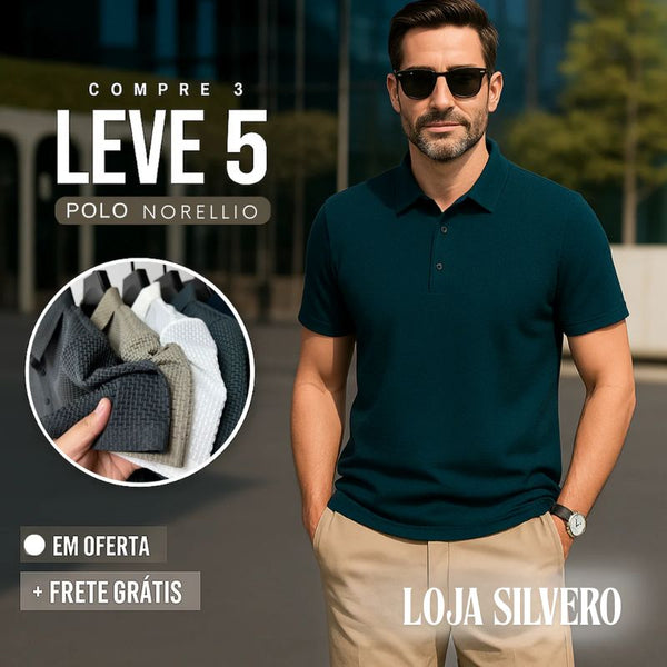[Leve 5, Pague Só 3] Camisa Polo Norellio em Malha de Seda Gelo e Viscose Tecnológica (Menos de R$20 Por Camisa!)